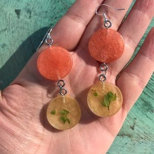tangerine and gold earrings
